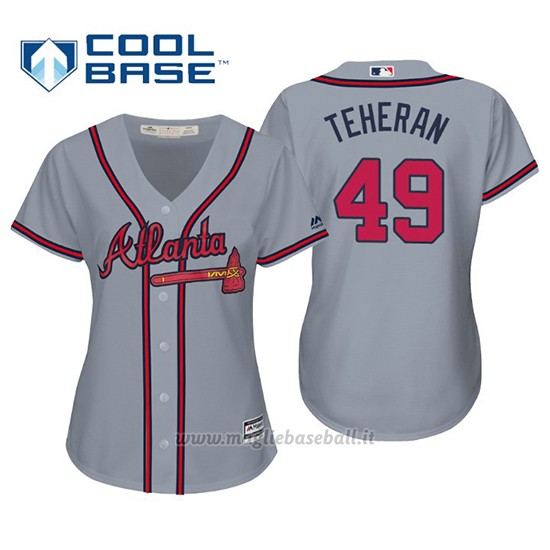 Maglia Baseball Donna Atlanta Braves Julio Teheran Cool Base Majestic Road 2019 Grigio